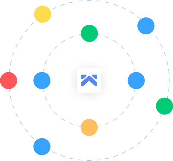 circulos de contatos e com o logo da empresa no meio